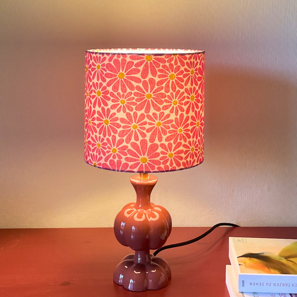 Lampenschirm „Blumen mit rosa" | verschiedene Größen als Steh-oder Hängelampe | Baumwollstoff