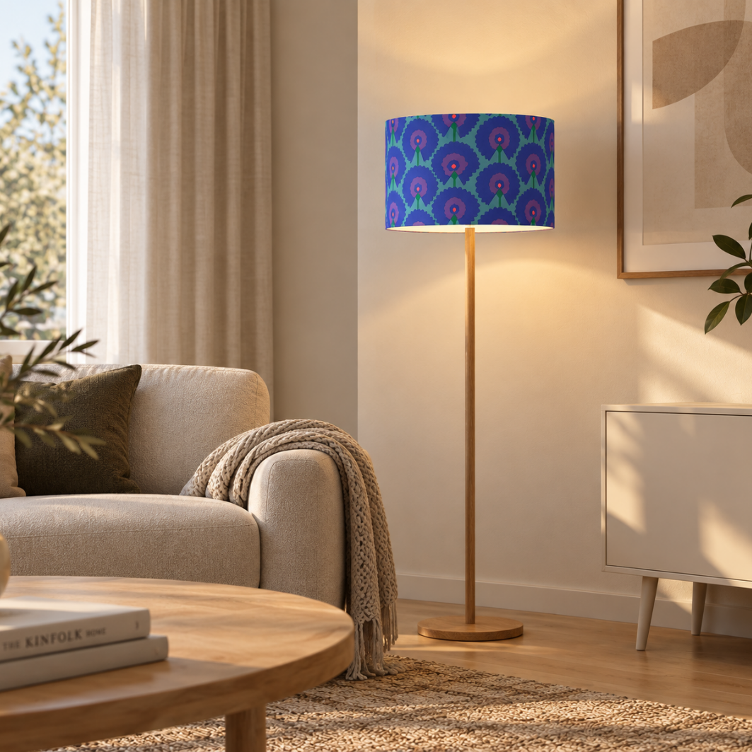 Lampenschirm Fächerblume Baumwolle Ø 15–40 cm Stehlampe Tischlampe Hängelampe