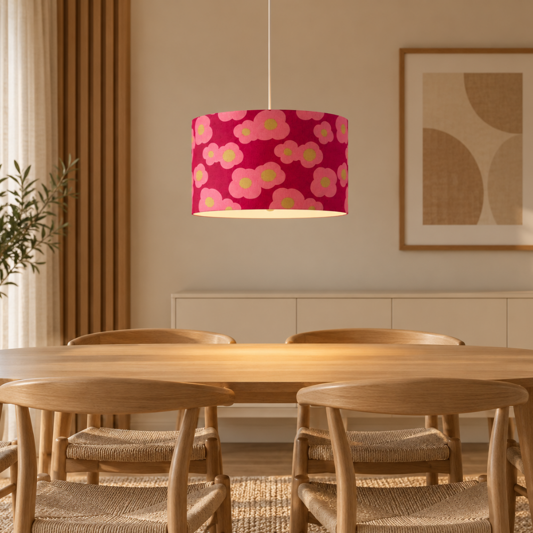 Lampenschirm Blumen mit gold Baumwolle Ø 15–40 cm Stehlampe Tischlampe Hängelampe