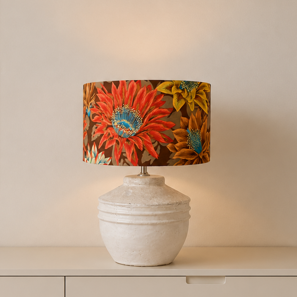 Lampenschirm Blumen braun Baumwolle Ø 15–40 cm Stehlampe Tischlampe Hängelampe