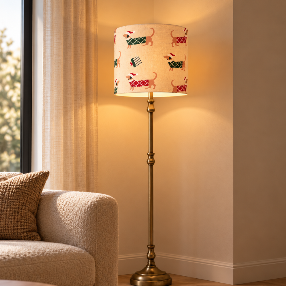Lampenschirm Weihnachtsdackel Baumwolle Ø 15–40 cm Stehlampe Tischlampe Hängelampe