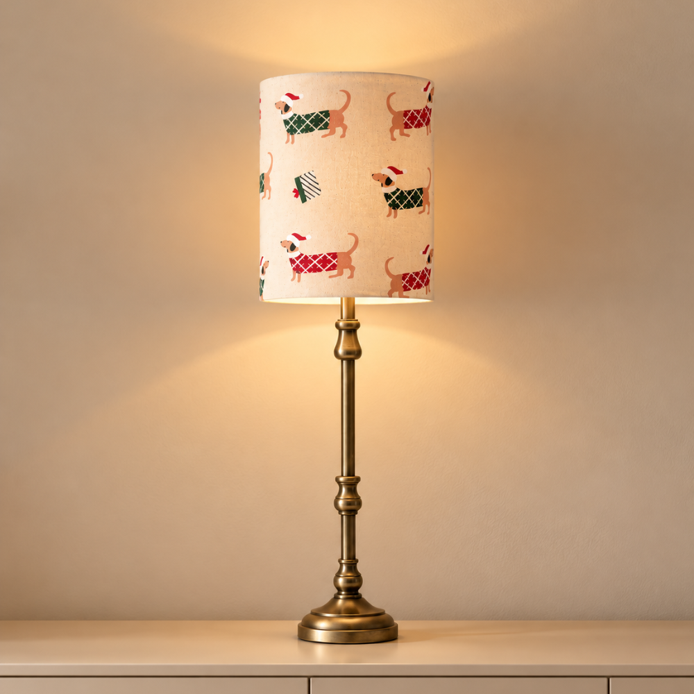 Lampenschirm Weihnachtsdackel Baumwolle Ø 15–40 cm Stehlampe Tischlampe Hängelampe