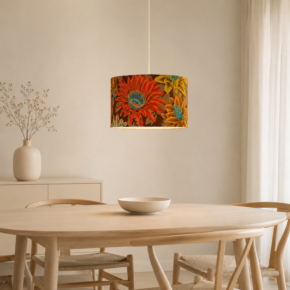 Lampenschirm Blumen braun Baumwolle Ø 15–40 cm Stehlampe Tischlampe Hängelampe