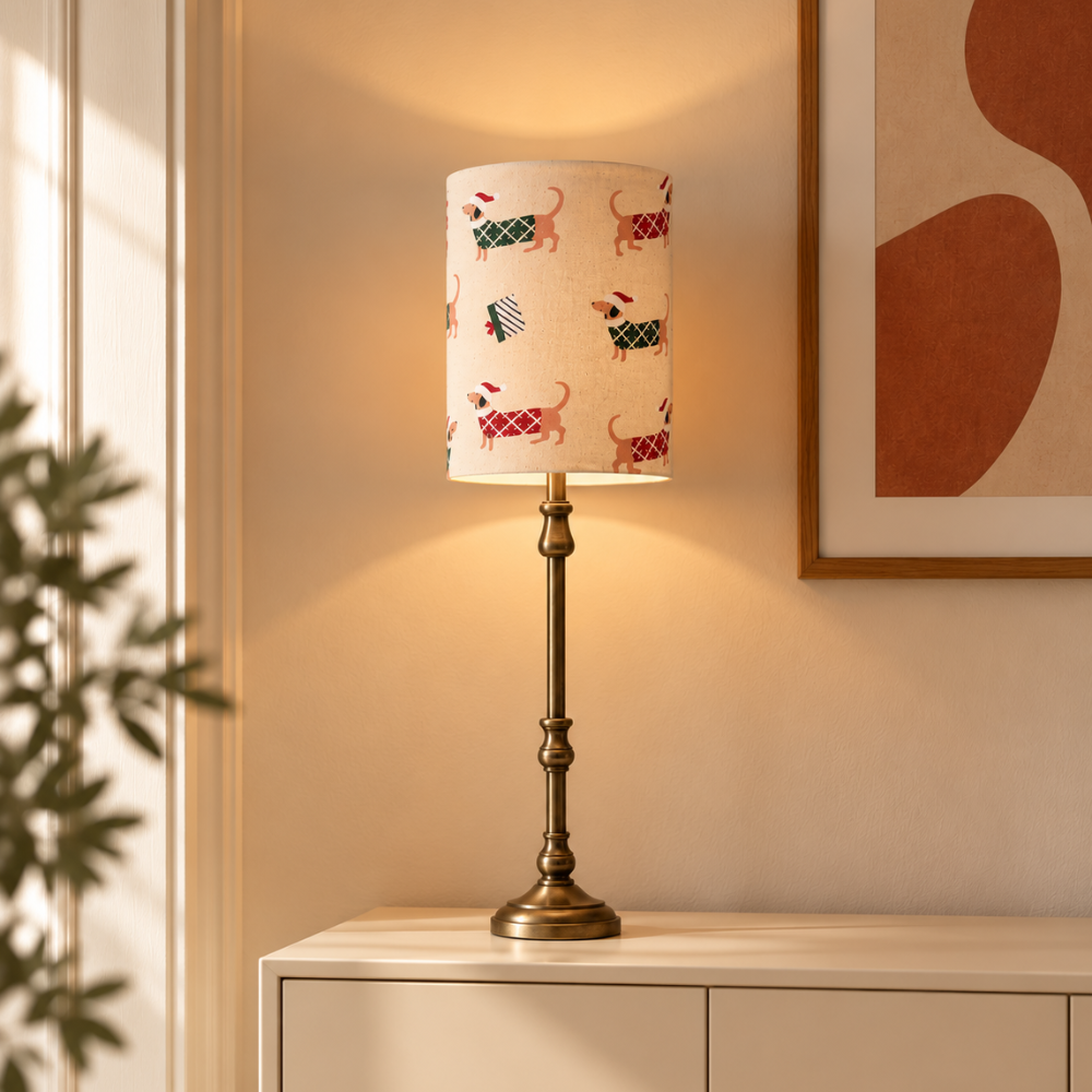 Lampenschirm Weihnachtsdackel Baumwolle Ø 15–40 cm Stehlampe Tischlampe Hängelampe