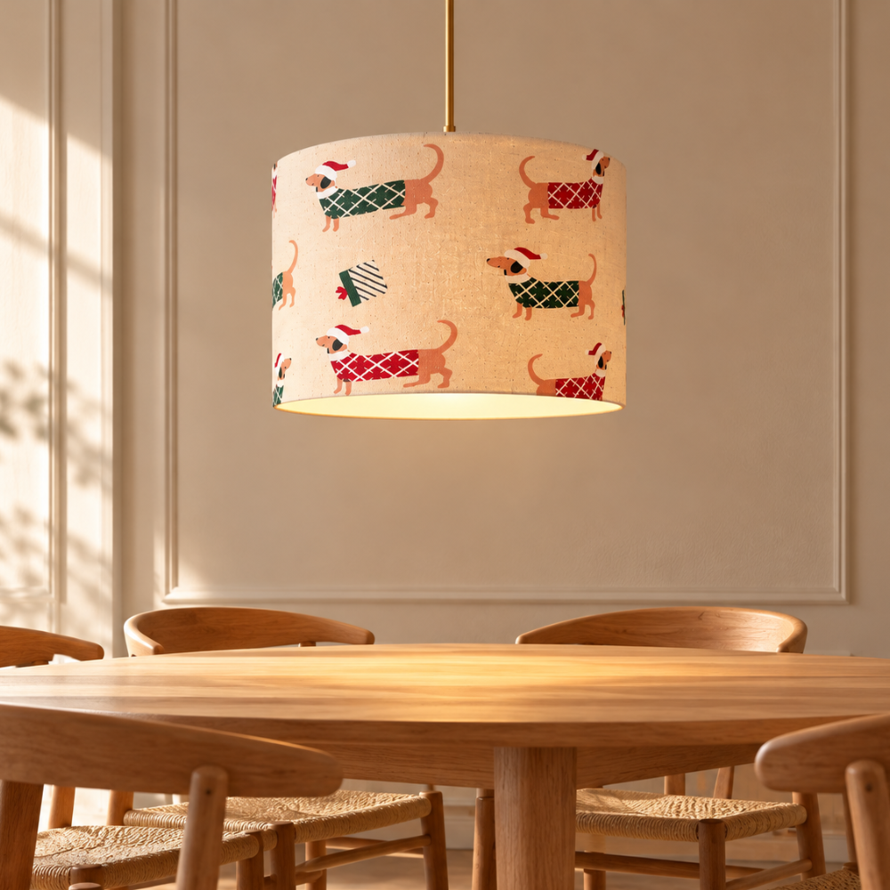 Lampenschirm Weihnachtsdackel Baumwolle Ø 15–40 cm Stehlampe Tischlampe Hängelampe