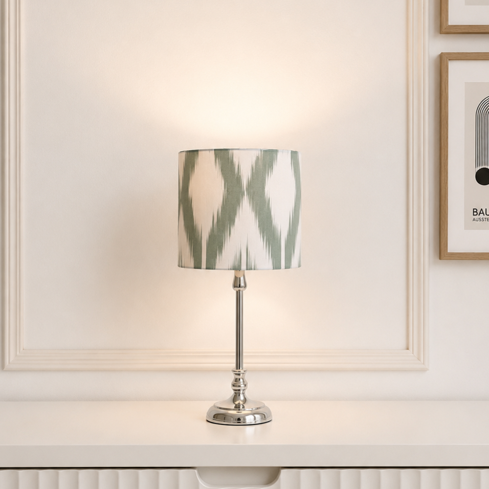 Lampenschirm Ikat grün Baumwolle Ø 15–40 cm Stehlampe Tischlampe Hängelampe