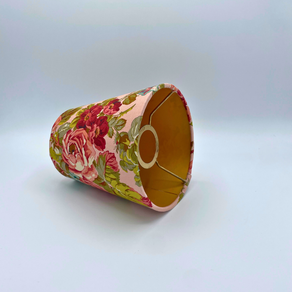 Lampenschirm Rosen auf rosa Baumwolle Ø 10–15 cm Tischlampe