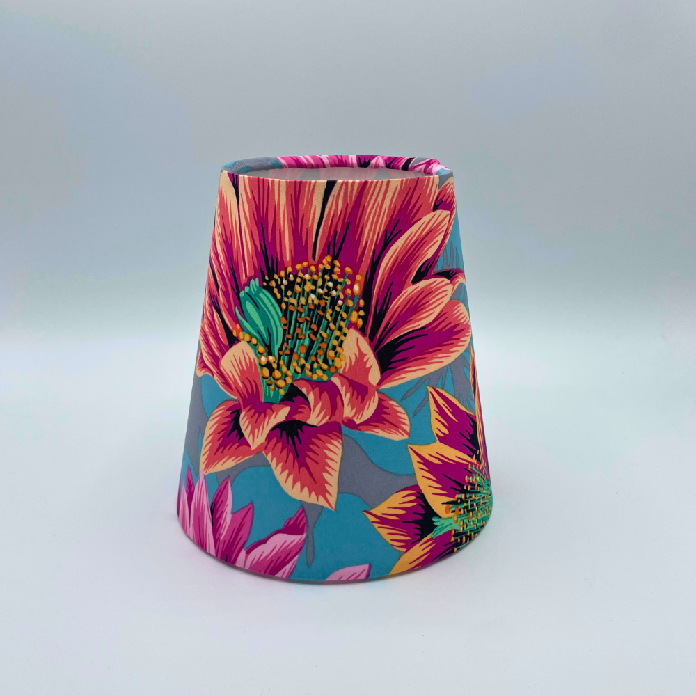 Lampenschirm Blumen auf grau Baumwolle Ø 10–15 cm Tischlampe