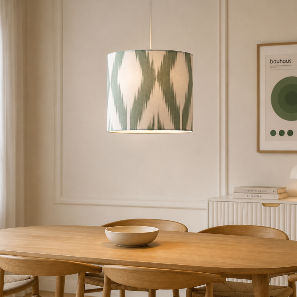 Lampenschirm Ikat grün Baumwolle Ø 15–40 cm Stehlampe Tischlampe Hängelampe