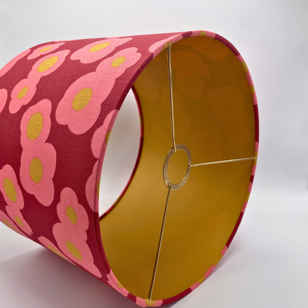 Lampenschirm Blumen mit gold Baumwolle Ø 15–40 cm Stehlampe Tischlampe Hängelampe