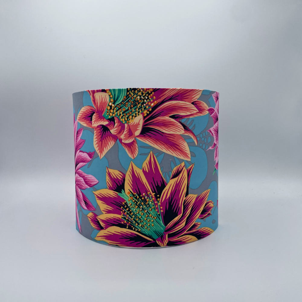 Lampenschirm Blumen rosa grau Baumwolle Ø 15–40 cm Stehlampe Tischlampe Hängelampe