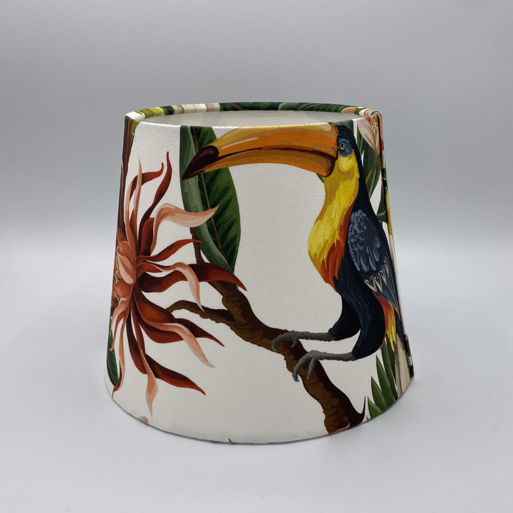 Lampenschirm tropische Vögel cream Baumwolle Ø 15 cm Tischlampe