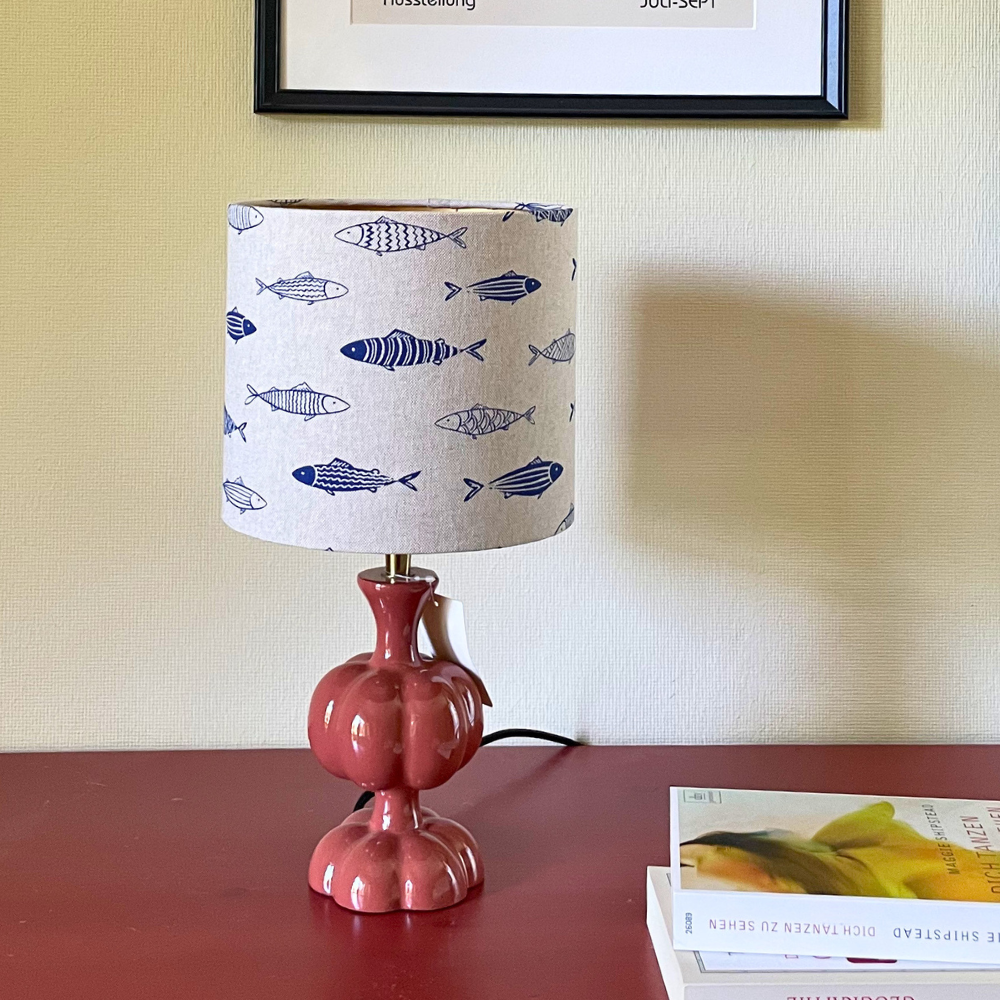 Lampenschirm „Fische auf Naturstoff" | verschiedene Größen als Steh-oder Hängelampe | Baumwollstoff