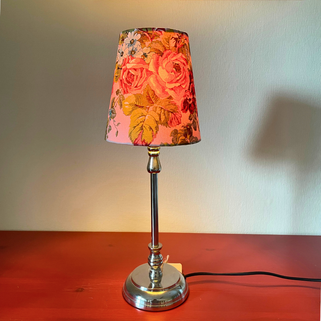 Lampenschirm Rosen auf rosa Baumwolle Ø 10–15 cm Tischlampe