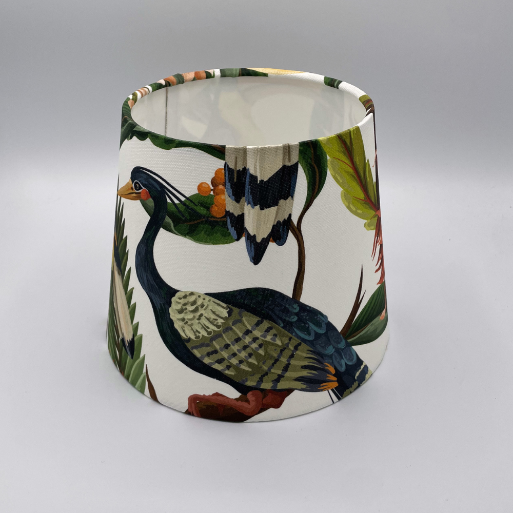 Lampenschirm tropische Vögel cream Baumwolle Ø 15 cm Tischlampe