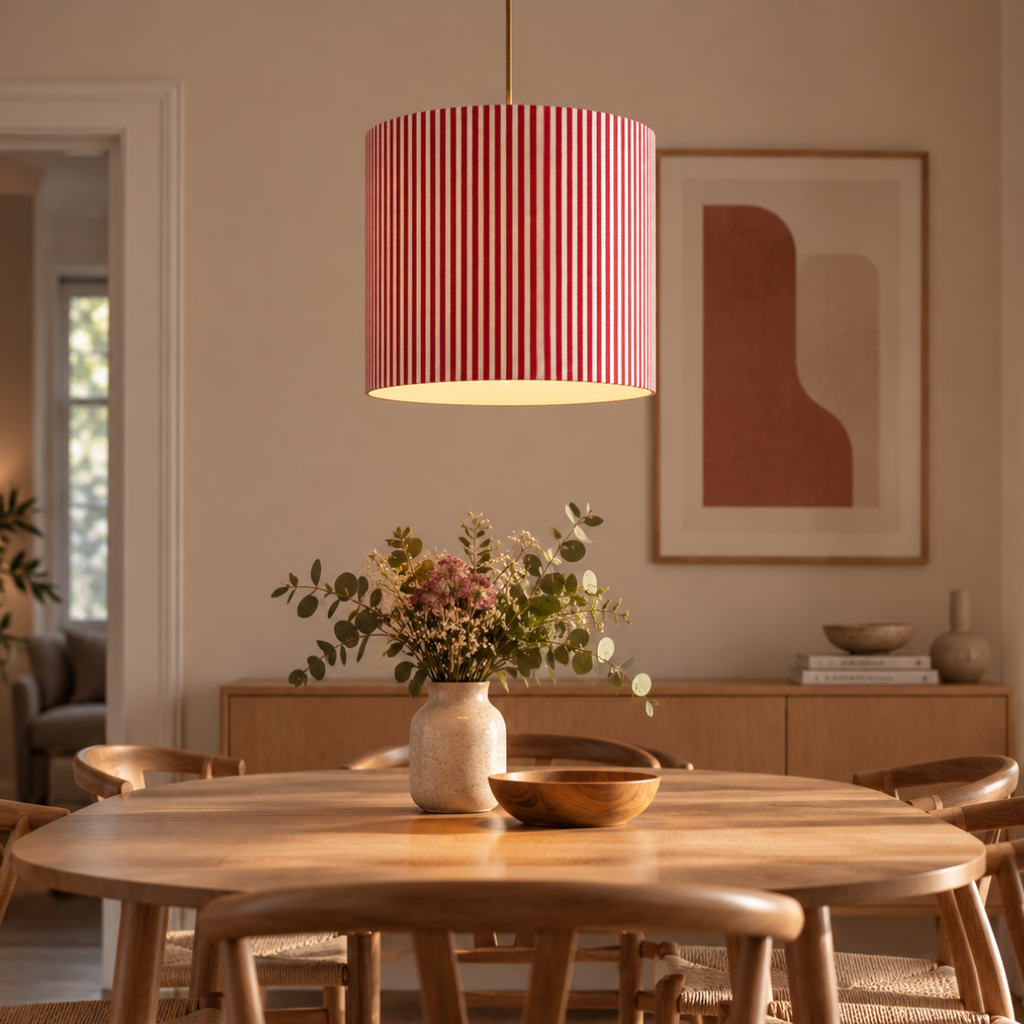 Lampenschirm Streifen rot/weiß Baumwolle Ø 15–40 cm Stehlampe Tischlampe Hängelampe