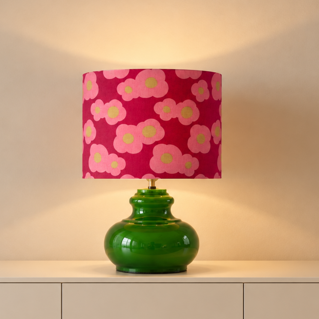 Lampenschirm Blumen mit gold Baumwolle Ø 15–40 cm Stehlampe Tischlampe Hängelampe