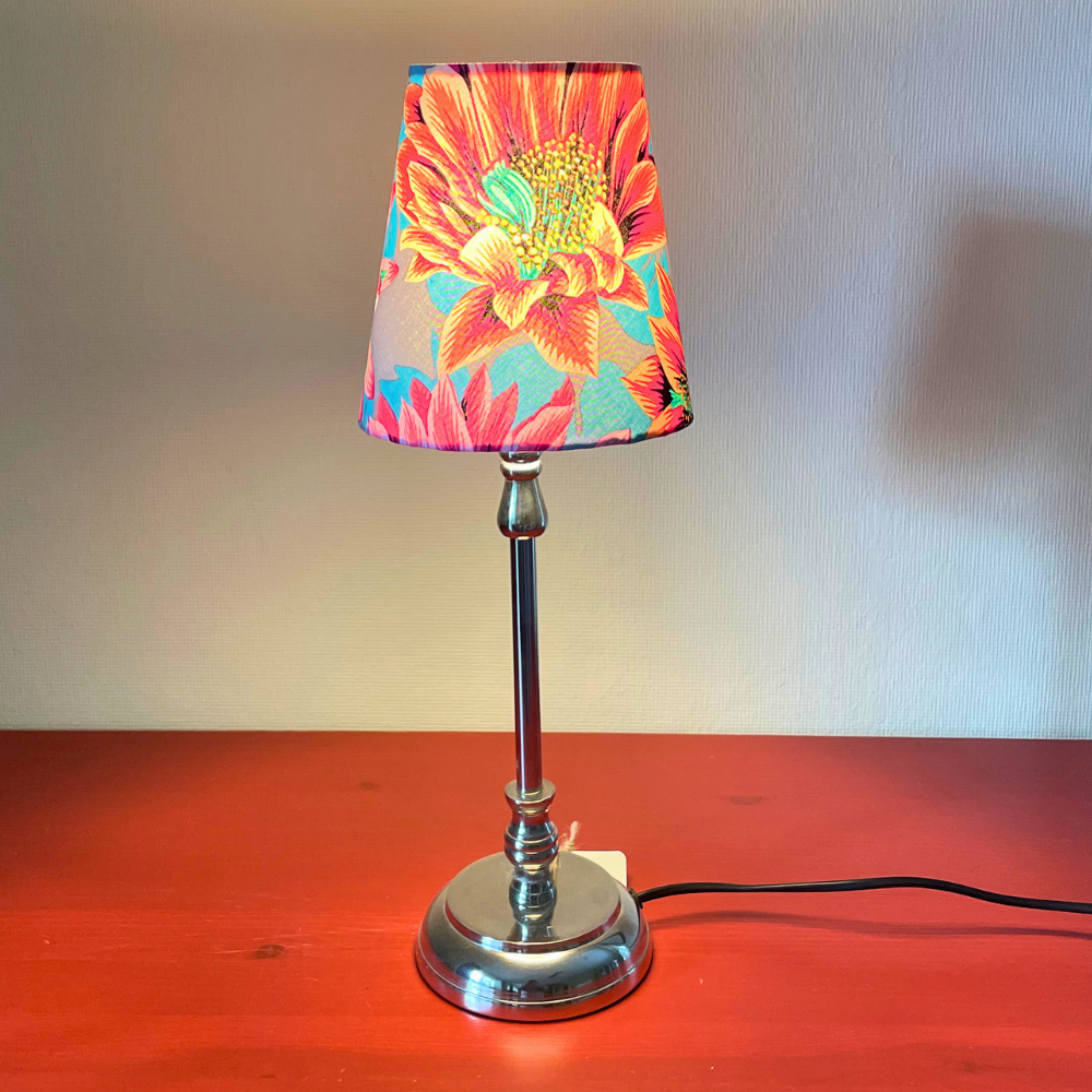 Lampenschirm Blumen auf grau Baumwolle Ø 10–15 cm Tischlampe