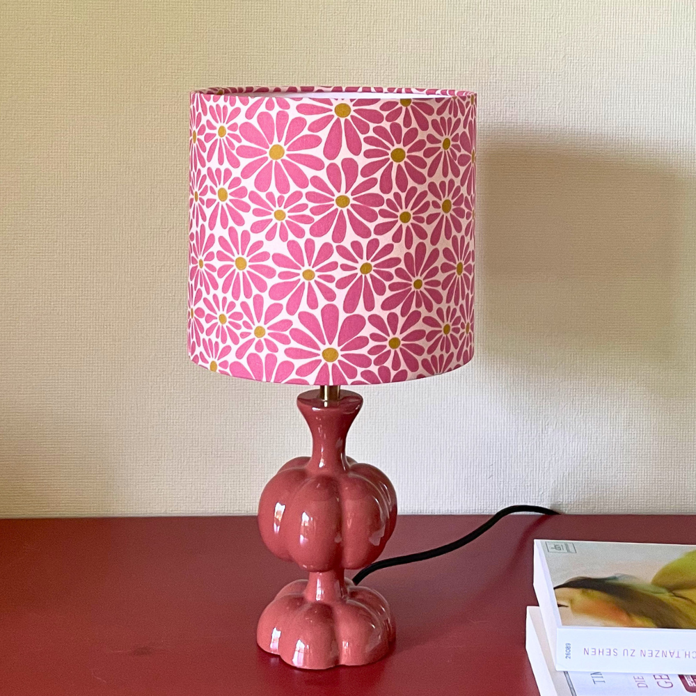 Lampenschirm „Blumen mit rosa" | verschiedene Größen als Steh-oder Hängelampe | Baumwollstoff