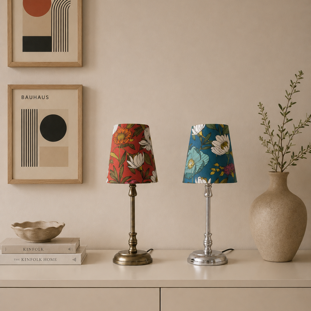Lampenschirm Blumen terracotta Baumwolle Ø 10–15 cm Tischlampe