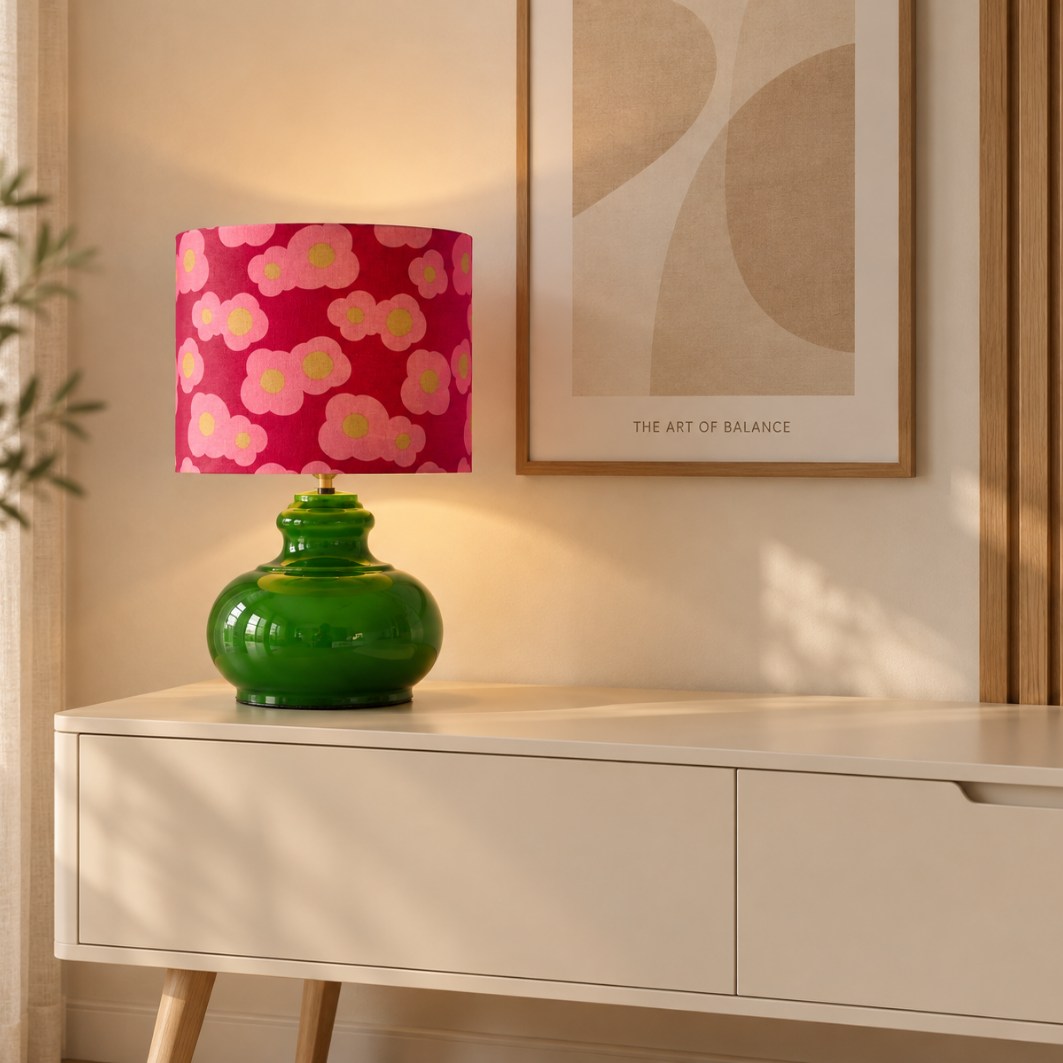Lampenschirm Blumen mit gold Baumwolle Ø 15–40 cm Stehlampe Tischlampe Hängelampe
